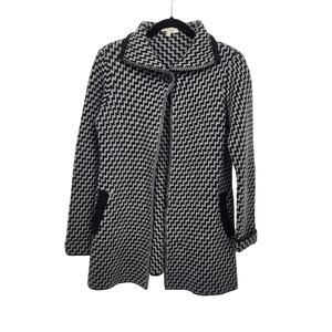 Cocogio Black Gray Zigzag Made in Italy Buttoned Knit Sweater Coat Women's S